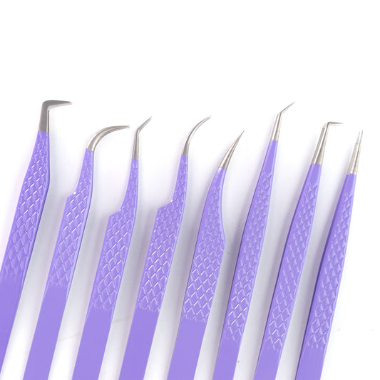 Purple Fiber Tip Lash Extension Tweezers