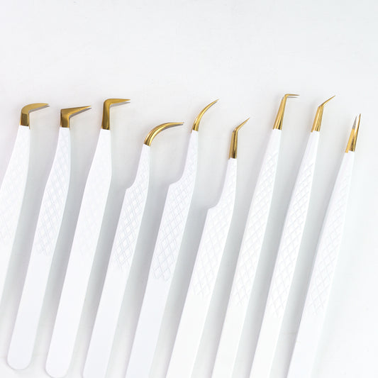 White Fiber Tip Lash Extension Tweezers